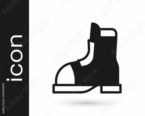Black Hunter boots icon isolated on white background. Vector