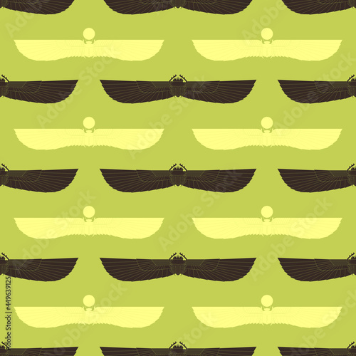 Seamless pattern with ancient egyptian symbol Scarab Winged sun for your project
