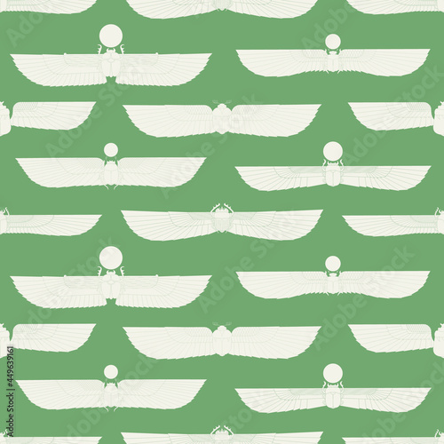 Seamless pattern with ancient egyptian symbol Scarab Winged sun for your project