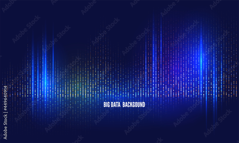 Vector abstract Big Data golden particle wave. Futuristic illustration.