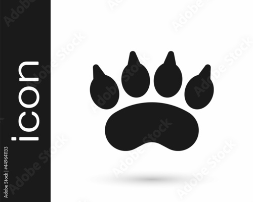 Black Bear paw footprint icon isolated on white background. Vector