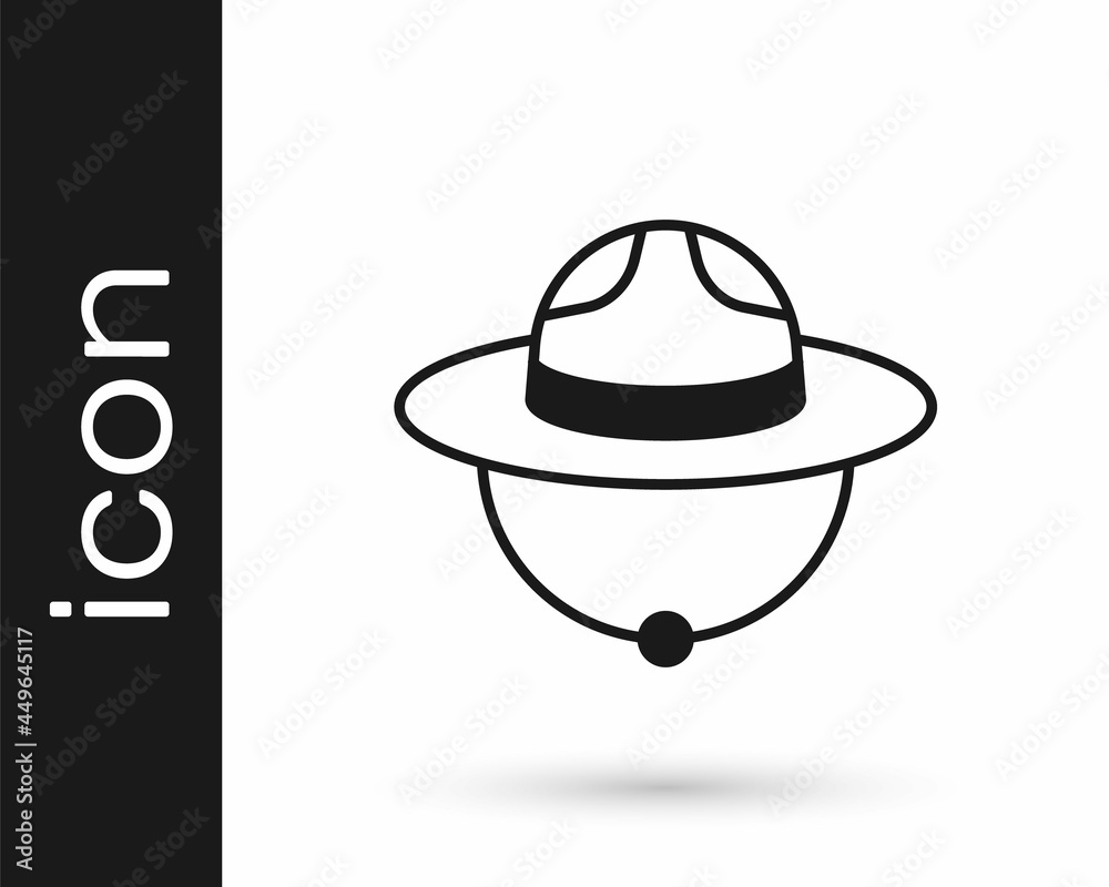 Black Canadian ranger hat uniform icon isolated on white background. Vector Black Canadian ranger hat uniform icon isolated on white background. Vector