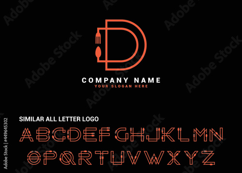D Food Letter logo,D  spoon letter logo