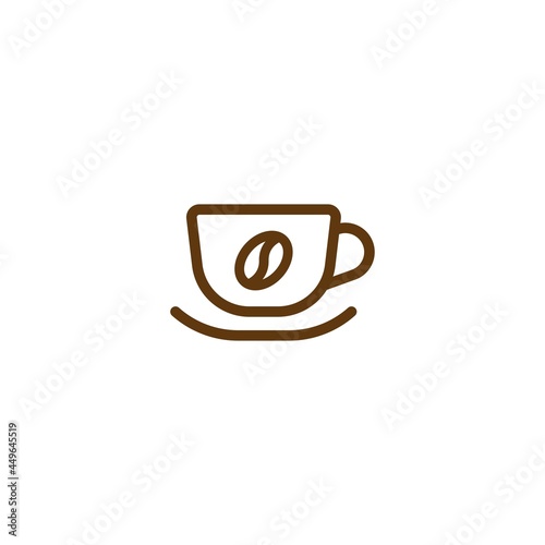 Hot cup icon. Mug with tea or coffee icon flat. Brown line pictogram isolated on white background.