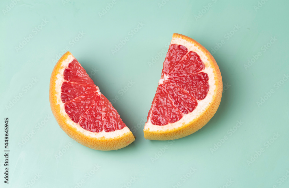 Sliced Grapefruit with red pulp, Sliced Grapefruit with red pulp,