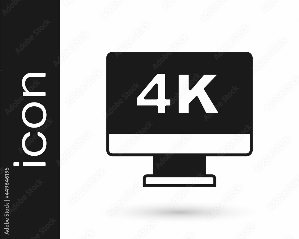 Black Screen tv with 4k Ultra HD video technology icon isolated on white background. Vector Black Screen tv with 4k Ultra HD video technology icon isolated on white background. Vector