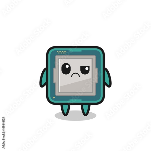 the mascot of the processor with sceptical face