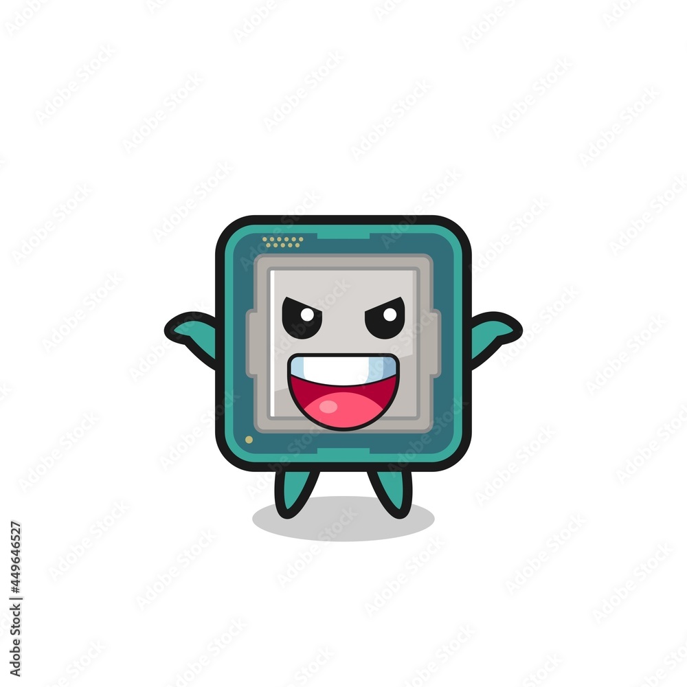 the illustration of cute processor doing scare gesture the illustration of cute processor doing scare gesture