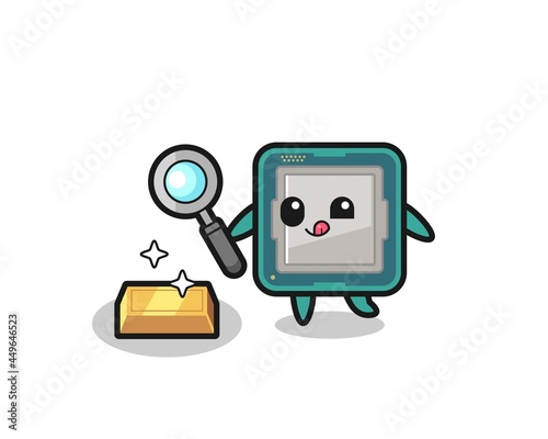 processor character is checking the authenticity of the gold bullion