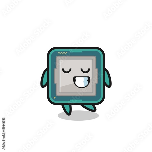 processor cartoon illustration with a shy expression