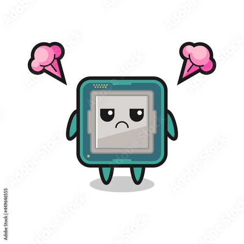 annoyed expression of the cute processor cartoon character