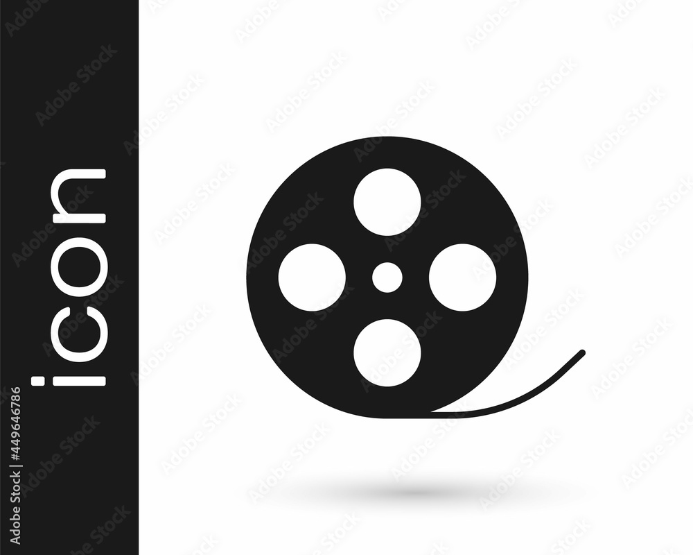 Black Film reel icon isolated on white background. Vector Black Film reel icon isolated on white background. Vector