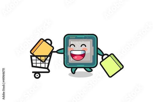 black Friday illustration with cute processor mascot