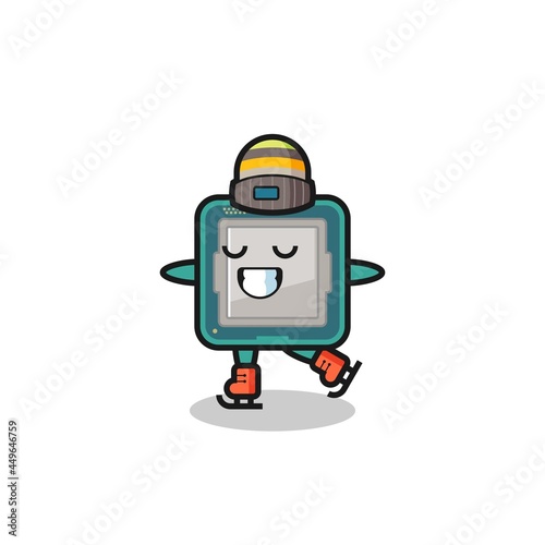 processor cartoon as an ice skating player doing perform