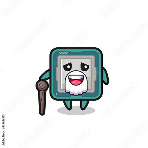 cute processor grandpa is holding a stick
