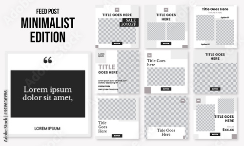 Set of editable social media instagram post simple and minimal design vector template ai and eps10