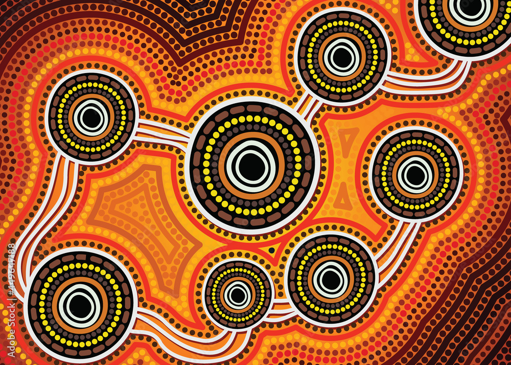 Aboriginal dot artwork - connection concept Aboriginal dot artwork - connection concept