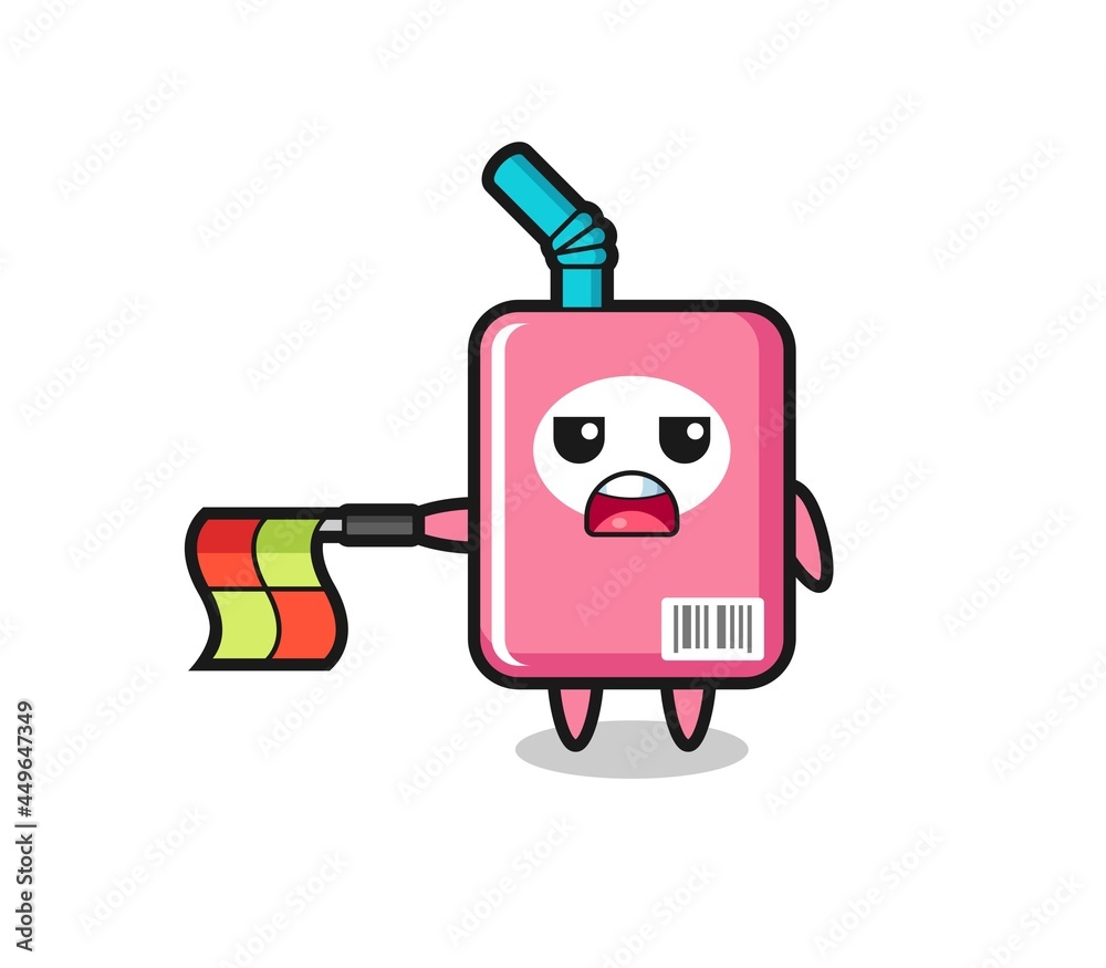 milk box character as line judge hold the flag straight horizontally milk box character as line judge hold the flag straight horizontally