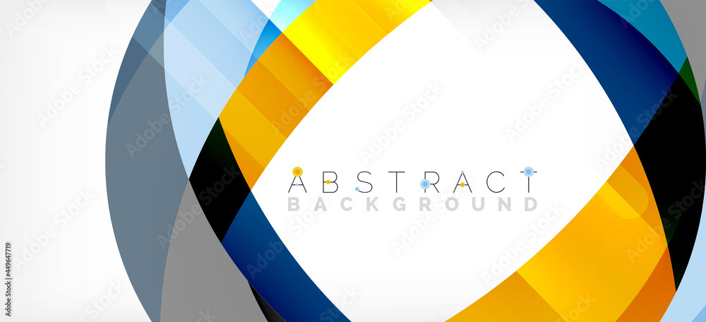 Geometric abstract background. Circle created with overlapping color shapes. Vector Illustration For Wallpaper, Banner, Background, Landing Page