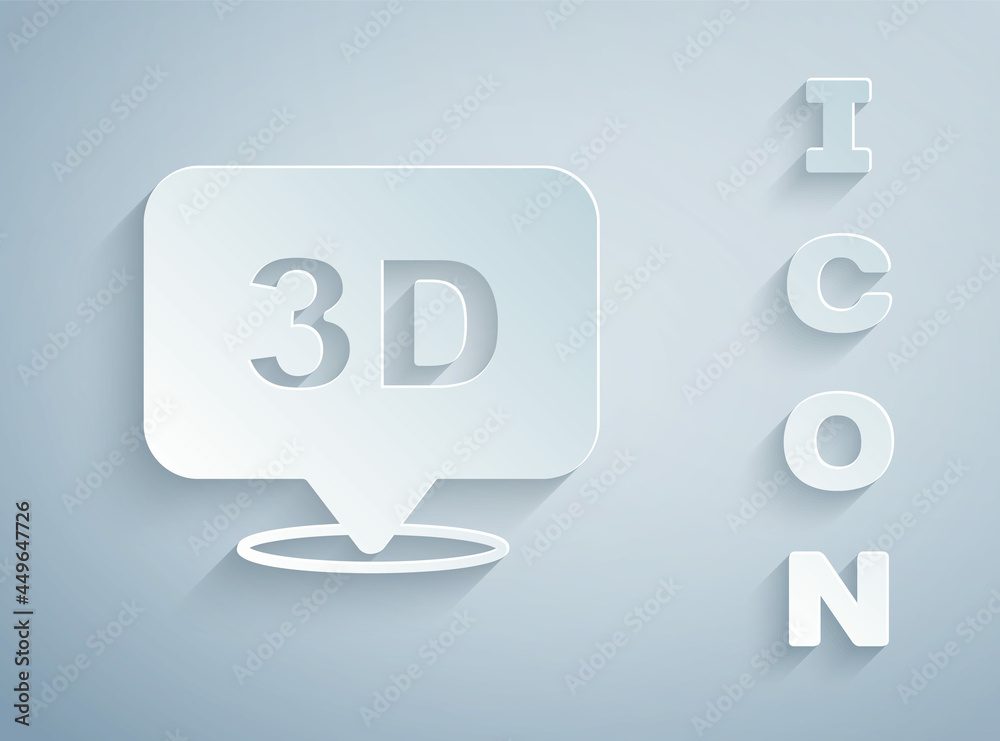 Paper cut 3D word icon isolated on grey background. Paper art style. Vector Paper cut 3D word icon isolated on grey background. Paper art style. Vector