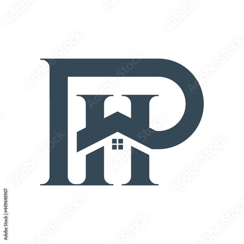 PH letter vector logos, monograms and initial shapes such as house buildings, clean and modern design concepts, logos, logotype elements for templates.