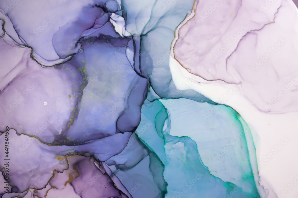Fototapeta premium Part of original alcohol ink painting. Modern art. Abstract colorful background, wallpaper. Marble texture. Fluid Art for modern banners, ethereal graphic design.