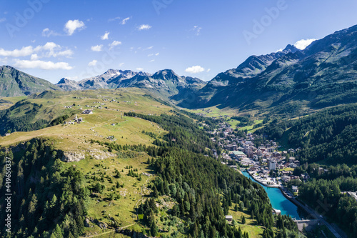 Valley of Madesimo, panoramic view from a drone