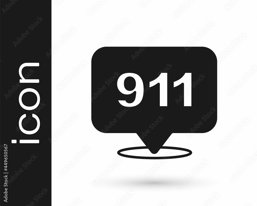 Black Telephone with emergency call 911 icon isolated on white background. Police, ambulance, fire department, call, phone. Vector Black Telephone with emergency call 911 icon isolated on white background. Police, ambulance, fire department, call, phone. Vector