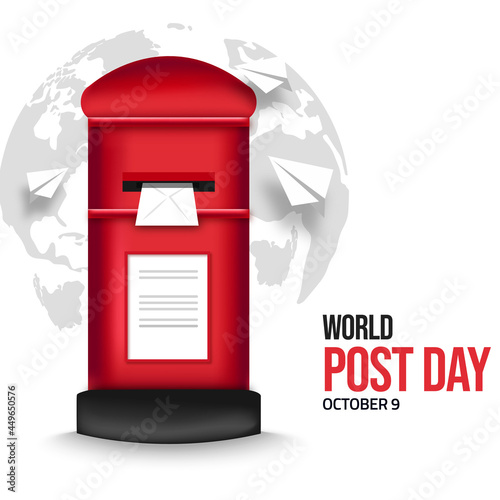World Post Day Banner With Postbox