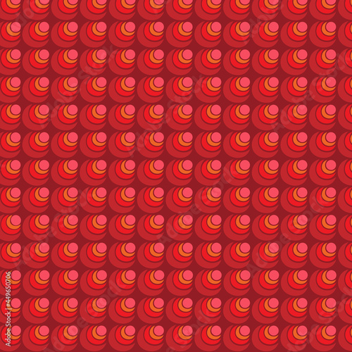 Seamless abstract pattern with red circles and semicircle.Vector texture.