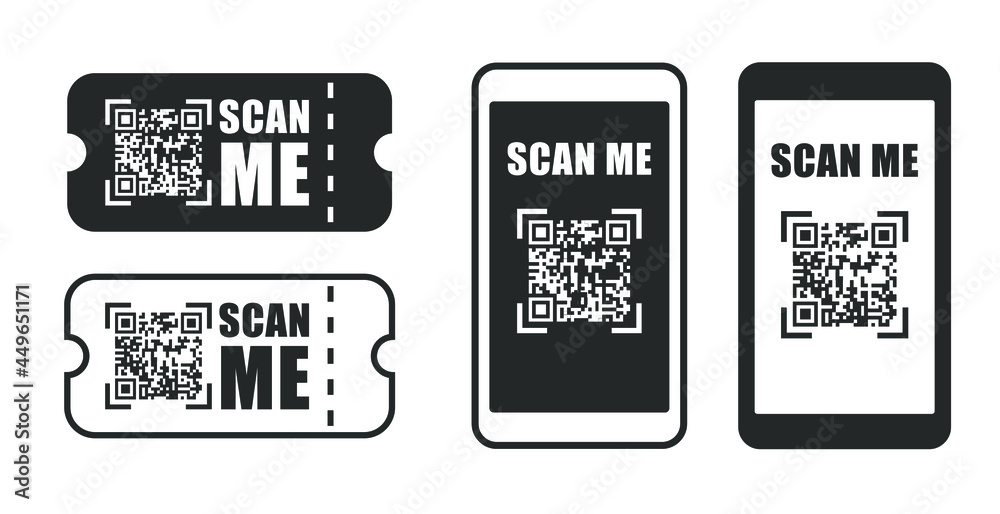 Scan me qr code smart phone icon symbol. Barcode scanner info logo sign  shape. Vector illustration image. Isolated on white background. Stock  Vector | Adobe Stock