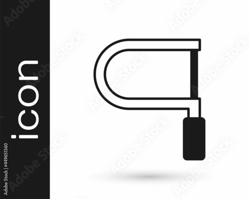 Black Hacksaw icon isolated on white background. Metal saw for wood and metal. Vector