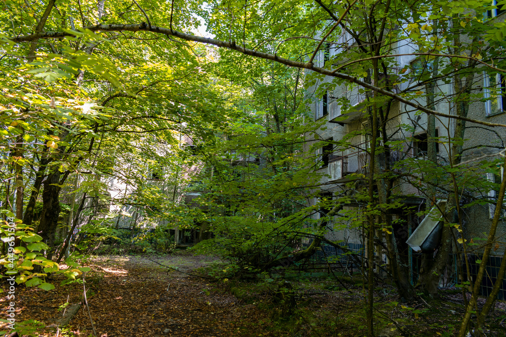 Obraz premium Building in abandoned ghost town Pripyat