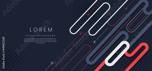 Banner template orange and white rounded shape geometric on dark blue background.