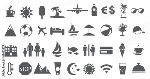 Summer and Vacation icons vector