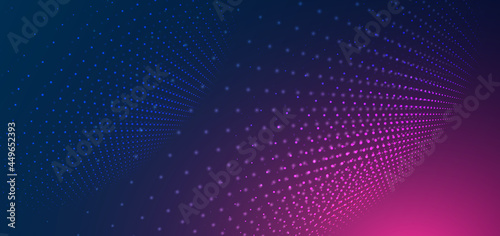 Abstract futuristic particle lines mesh on blue and pink background with light effect. Technology concept. © Pramote