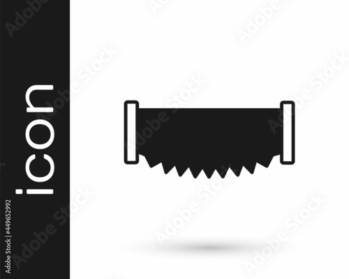 Black Two-handed saw icon isolated on white background. Vector