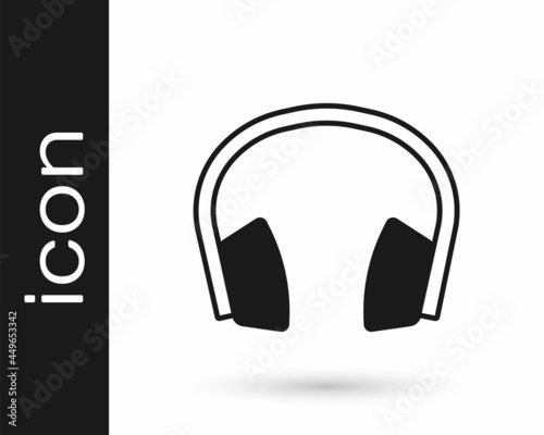 Black Noise canceling headphones icon isolated on white background. Headphones for ear protection from noise. Vector