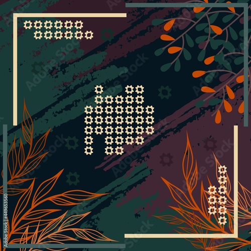 Hijab motif with floral pattern design. Silk scarf pattern vector design inspiration