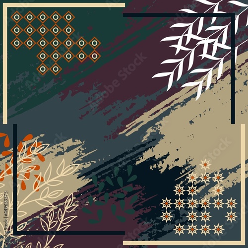 Hijab motif with floral pattern design. Silk scarf pattern vector design inspiration