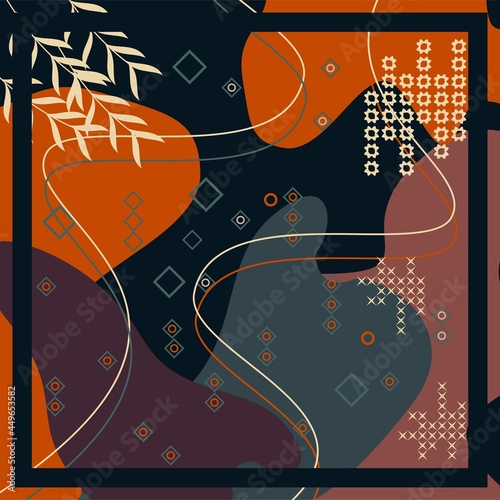 Hijab motif with floral pattern design. Silk scarf pattern vector design inspiration