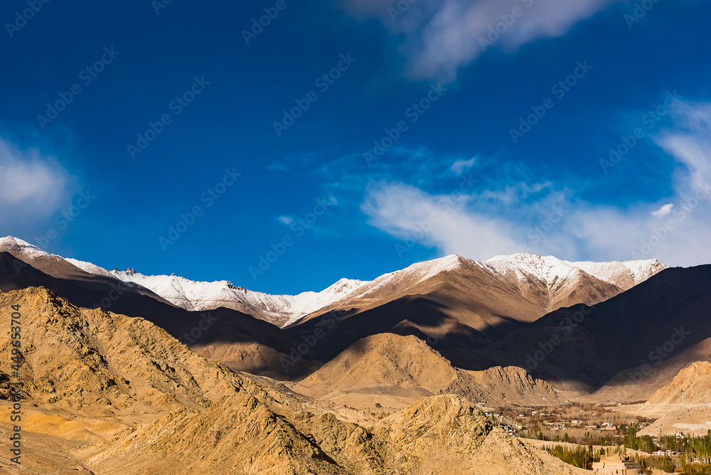 Fototapeta premium Leh city is a town in the Leh district of the Indian state of Jammu and Kashmir. It was the capital of the Himalayan kingdom of Ladakh.