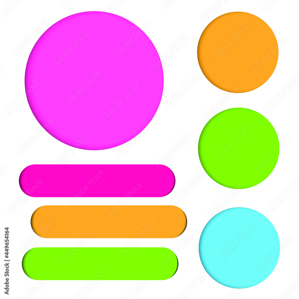 Bright colored paper circles with shadows Bright colored paper circles with shadows