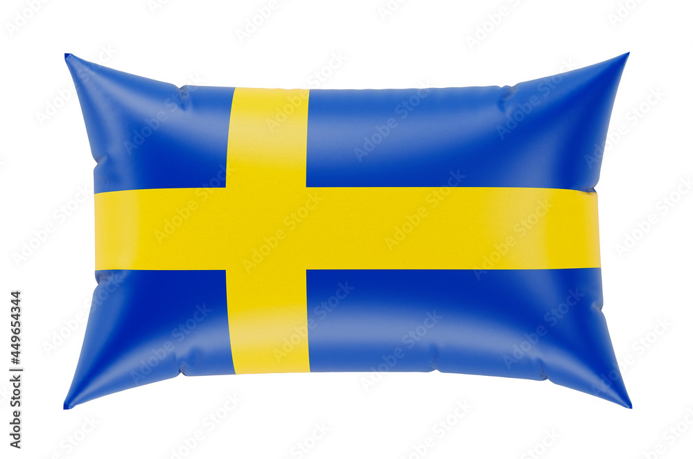 Pillow with Swedish flag. 3D rendering Pillow with Swedish flag. 3D rendering