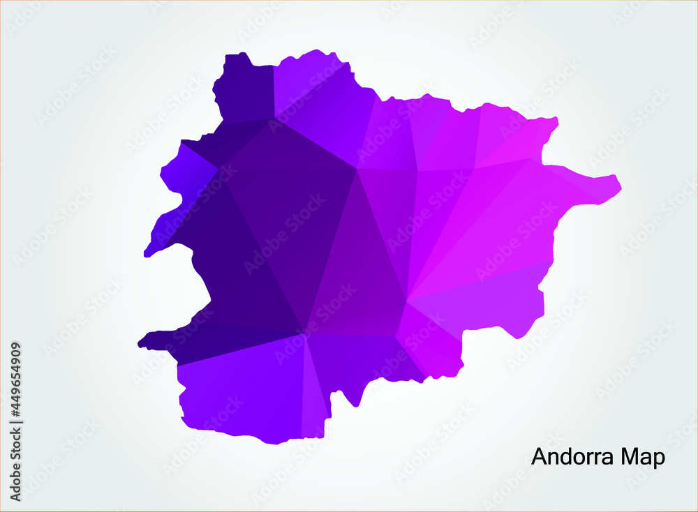 Andorra Map pink Color on white background polygonal