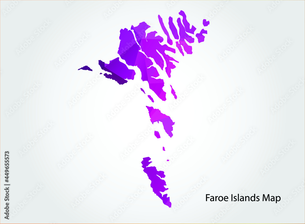 Obraz premium Faroe Islands Map pink Color on white background polygonal
