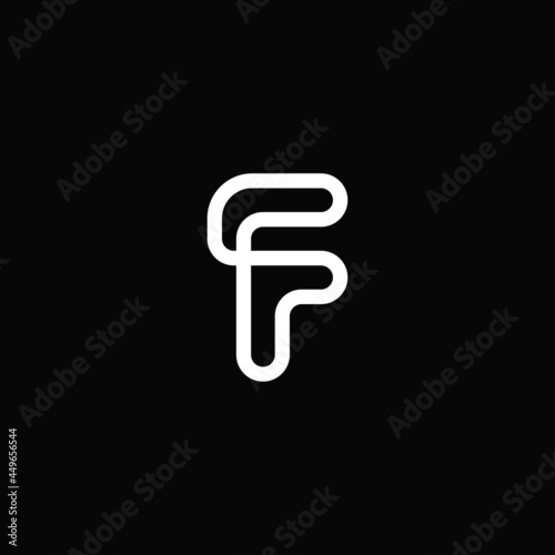 Minimalist letter f outline or monogram white logo isolated on background