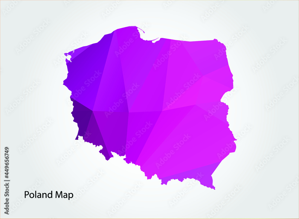 Poland Map pink Color on white background polygonal Poland Map pink Color on white background polygonal