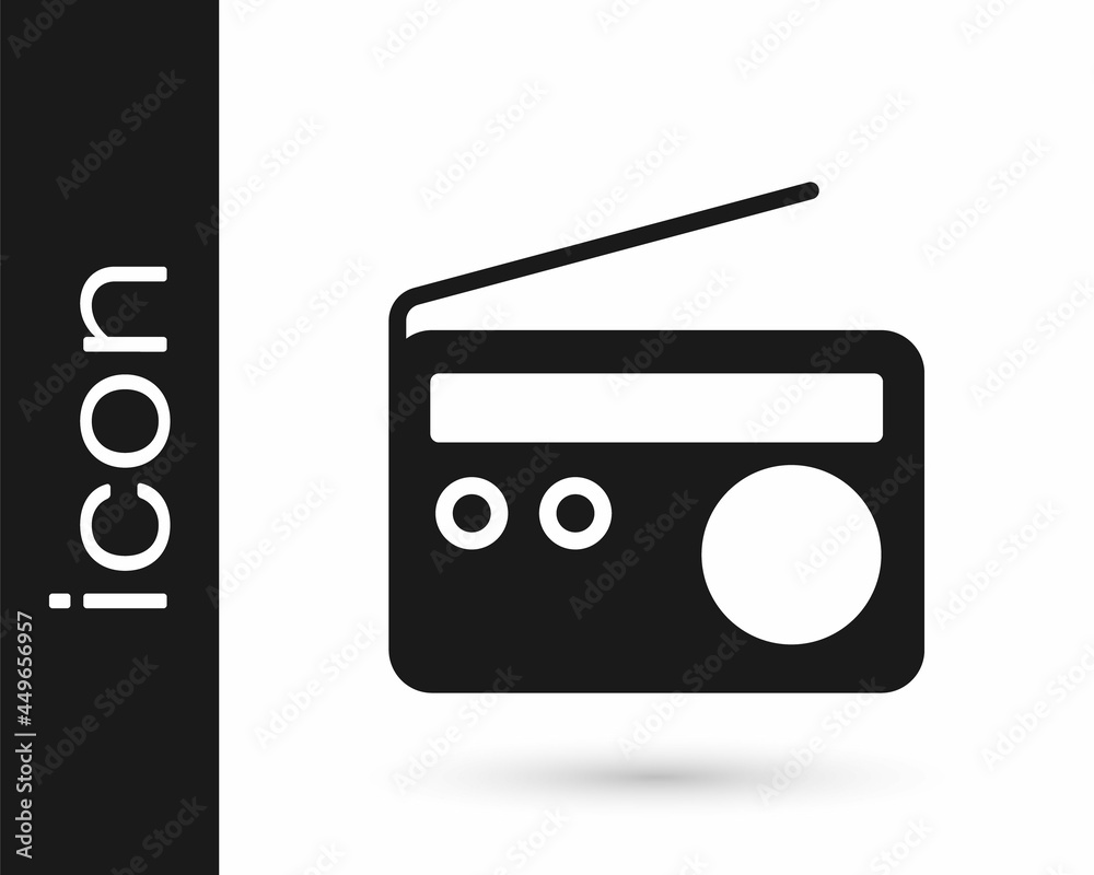 Black Radio with antenna icon isolated on white background. Vector Black Radio with antenna icon isolated on white background. Vector