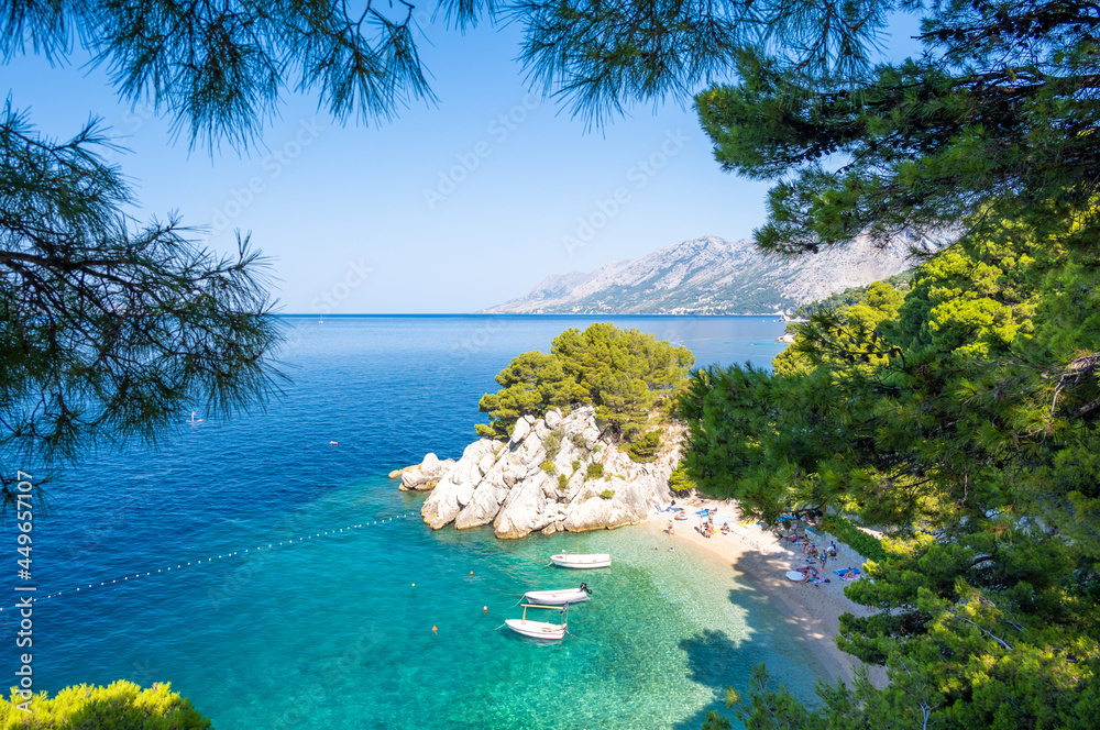 famous Podrace beach in Brela on Makarska riviera in Dalmatia, Croatia